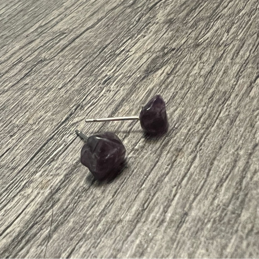Amethyst Minimalist Handmade Stud Earrings hypoallergenic chakra jewelry